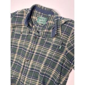 Woolrich Plaid Flannel Button Up Shirt Men's XXL Green Blue Beige